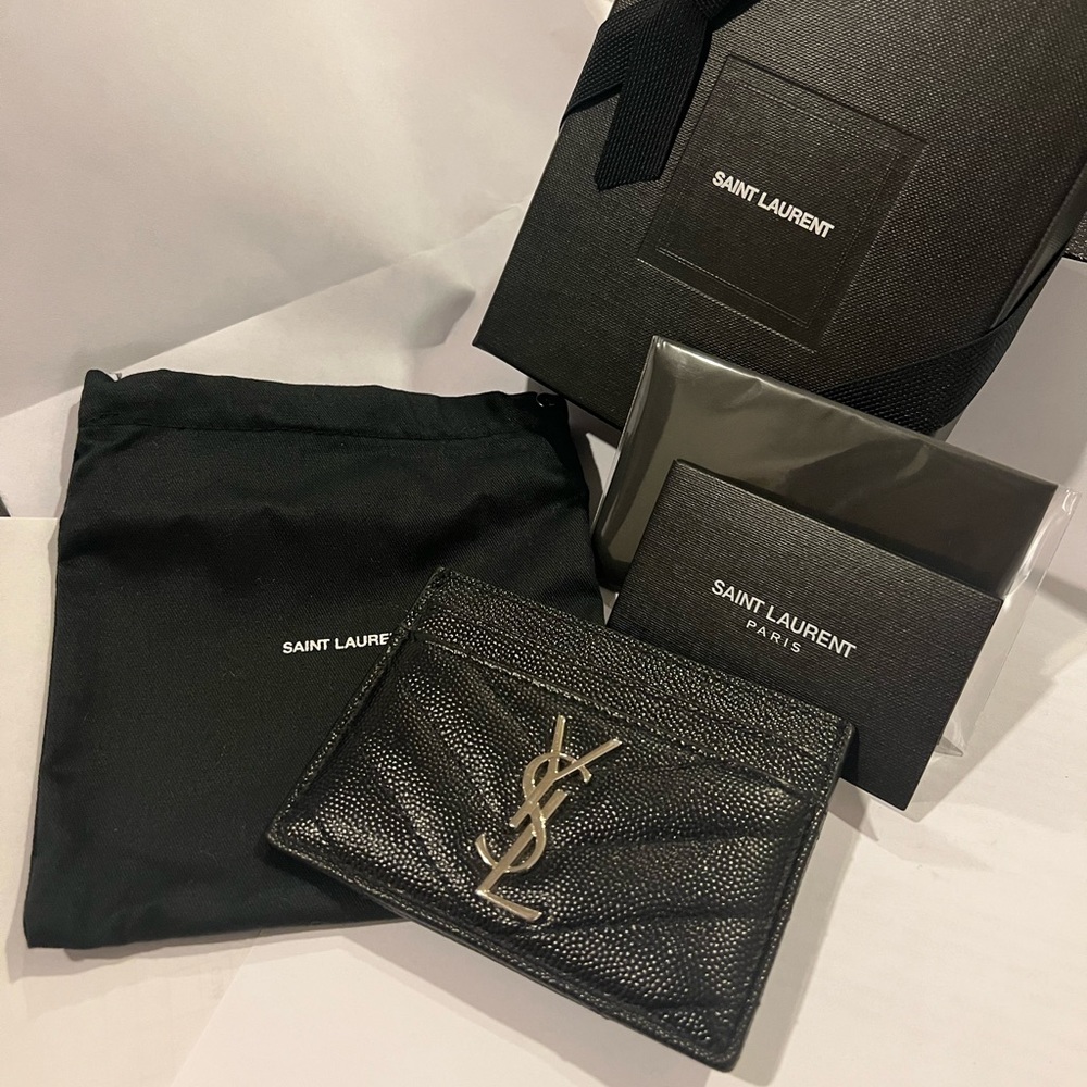 YSL Credit Card Holder (Grained Leather in Black) BRAND NEW